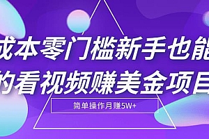 【第2129期】零成本零门槛新手也能做的看视频赚美金项目,轻松月赚5W+【视频教程】