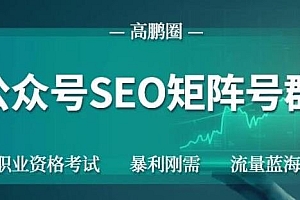 【第2263期】高鹏圈公众号SEO矩阵号群,实操20天纯收益25000+,普通人都能做