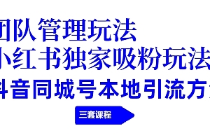 【第2274期】团队管理玩法+小红书独家吸粉玩法+抖音同城号本地引流方法(三套课程)