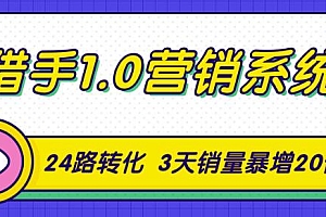 【第2392期】猎手1.0营销系统,从0到1,营销实战课,24路转化秘诀3天销量暴增20倍