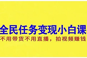【第2461期】全民任务变现小白课,不用带货,不用直播,拍视频就能赚钱