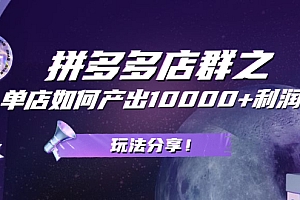 【第2494期】拼多多店群之:教你单店如何产出10000+利润,玩法分享