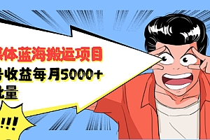 【第2543期】自媒体蓝海搬运项目:单号收益每月基本都可以达到5000+,可批量