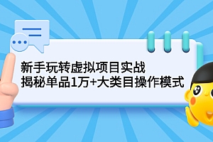 【第2600期】新手玩转虚拟项目实战,揭秘单品1万+大类目操作模式