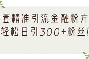 【第2619期】1套精准引流金融粉方法,轻松日引300+粉丝