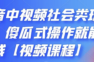 【第2650期】抖音中视频社会类玩法,傻瓜式操作就能赚钱【视频课程】