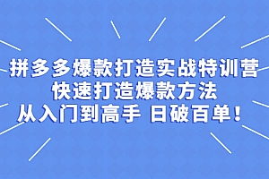【第2709期】拼多多爆款打造实战特训营:快速打造爆款方法,从入门到高手 日破百单