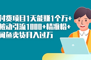 【第2725期】知识付费项目1天能赚1个万+一天被动引流1000+精准粉+小白闲鱼卖货月入过万