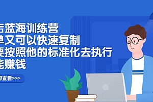 【第2896期】抖店蓝海训练营:简单又可以快速复制,只要按照他的标准化去执行就能赚钱
