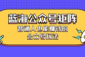 【第2925期】蓝海公众号矩阵:普通人也能赚钱的公众号玩法,月入过N万