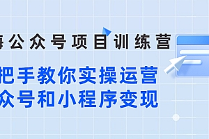 【第3102期】蓝海公众号项目训练营,手把手教你实操运营公众号和小程序变现
