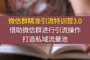 【第3228期】微信群精准引流特训营3.0,借助微信群进行引流操作,打造私域流量池