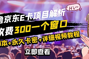 【第3265期】京东无限E卡全自动挂机项目 号称日入500–1000【永久版脚本+详细操作教程】