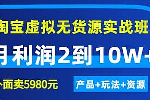 【第3369期】程哥《淘宝虚拟无货源实战班》线上第四期:月利润2到10W+(产品+玩法+资源)