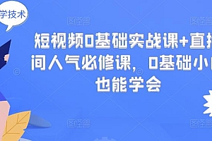 【第3432期】短视频0基础实战课+直播间人气必修课,0基础小白也能学会