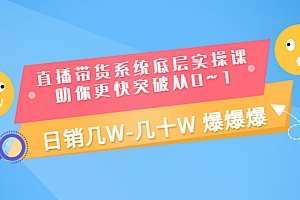 【第3460期】直播带货系统底层实操课,助你更快突破从0~1,日销几W-几十W 爆爆爆