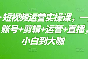 【第3510期】短视频运营实操课,一部手机,账号+剪辑+运营+直播,从小白到大咖