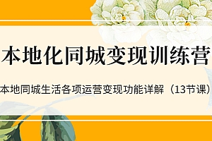 【第3517期】本地化同城变现训练营:本地同城生活各项运营变现功能详解(13节课)