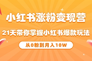 【第3530期】《小红书涨粉变现营》21天带你掌握小红书爆款玩法 从0粉到月入10W