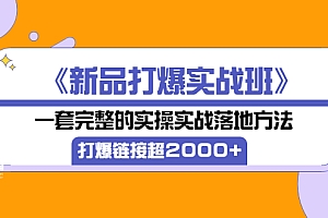 【第3564期】《新品打爆实战班》一套完整的实操实战落地方法,打爆链接超2000+(28节课)