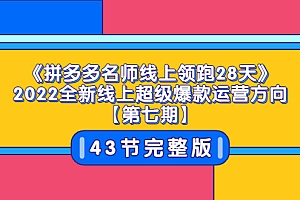【第3720期】《拼多多名师线上领跑28天》2022全新线上超级爆款运营方向【第七期】43节课