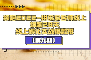 【第3721期】领跑2022-拼多多名师线上领跑28天,线上孵化实战爆款班(第九期)