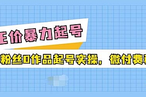 【第3728期】正价暴力起实操号:0粉丝0作品起号实操,微付费稳号(价值1980元)