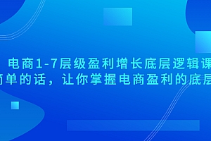 【第3749期】电商1-7层级盈利增长底层逻辑课:用简单的话,让你掌握电商盈利的底层逻辑