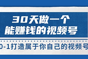 【第3774期】30天做一个能赚钱的视频号,从0-1打造属于你自己的视频号 (14节-价值199)