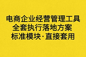 【第3781期】外面卖198·电商企业经营管理工具:全套执行落地方案 标准模块·直接套用