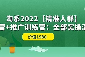 【第3841期】淘系2022【精准人群】运营+推广训练营:全部实操演示(价值1980)