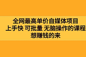 【第3876期】全网最单高价自媒体项目:上手快 可批量 无脑操作的课程,想赚钱的来