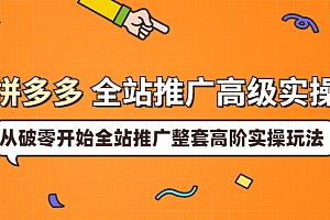 【第3907期】拼多多全站推广高级实操:从破零开始全站推广整套高阶实操玩法