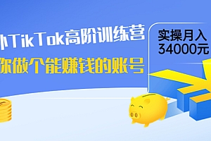 【第3925期】海外TikTok高阶训练营:教你做个能赚钱的账号,实操月入34000元