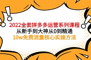 【第3945期】2022全套拼多多运营课程,从新手到大神从0到精通,10w免费流量核心实操方法