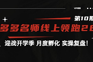 【第3961期】《拼多多名师线上领跑28天-第10期》迎战开学季 月度孵化 实操复盘