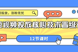 【第3985期】短视频投放核心技术晋级课:掌握投放,涨粉无忧(12节课时)