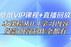 【第4000期】闪闪壁纸VIP课程+直播回放【新】本课程从0-1学习内容,爆款内容制作全都有