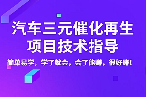 【第4017期】汽车三元催化再生项目技术指导,简单易学,学了就会,会了能赚,很好赚