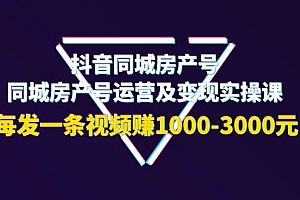 【第4042期】抖音同城房产号,同城房产号运营及变现实操课,每发一条视频赚1000-3000元