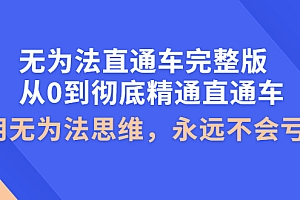 【第4153期】无为法直通车完整版:从0到彻底精通直通车,用无为法思维,永远不会亏损