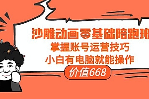 【第4202期】沙雕动画零基础陪跑班,掌握账号运营技巧,小白有电脑就能操作(价值668)