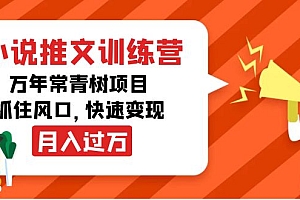 【第4260期】小说推文训练营,万年常青树项目,抓住风口,快速变现月入过万