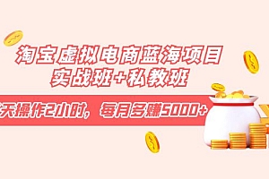 【第4266期】淘宝虚拟电商蓝海项目实战班+私教班:每天操作2小时,每月多赚5000+