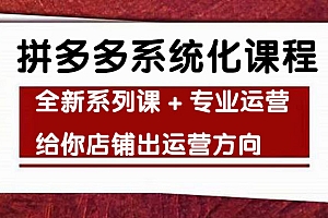 【第4442期】车神陪跑,拼多多系统化课程,全新系列课+专业运营给你店铺出运营方向