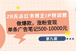 【第4450期】28天小红书博主IP特训营《第9期》做爆款,涨粉变现 单条广告笔记500-10000