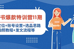 【第4491期】小红书爆款特训营11期:人设定位+账号设置+选品思路+拍照教程+发文流程等