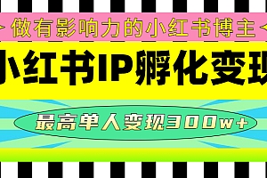 【第4751期】某收费培训-小红书IP孵化变现:做有影响力的小红书博主,最高单人变现300w+