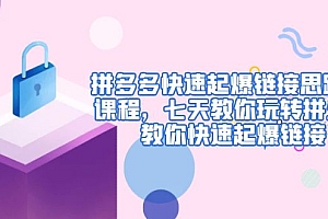 【第4965期】拼多多快速起爆链接思路1.0课程,七天教你玩转拼夕夕,教你快速起爆链接