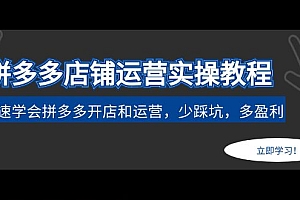 【第4988期】拼多多店铺运营实操教程:快速学会拼多多开店和运营,少踩坑,多盈利